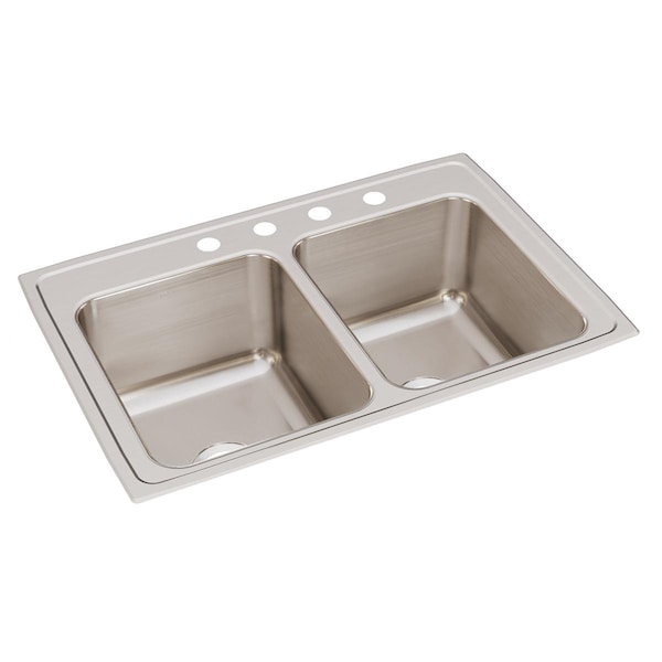 Lustertone Ss 33 X 22 X 12.1 Equal Double Bowl Drop-In Sink W/ Quick-Clip